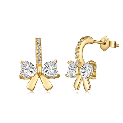 [Marin Jewelry]Exquisite Earrings With Heart-Shaped Bow Design