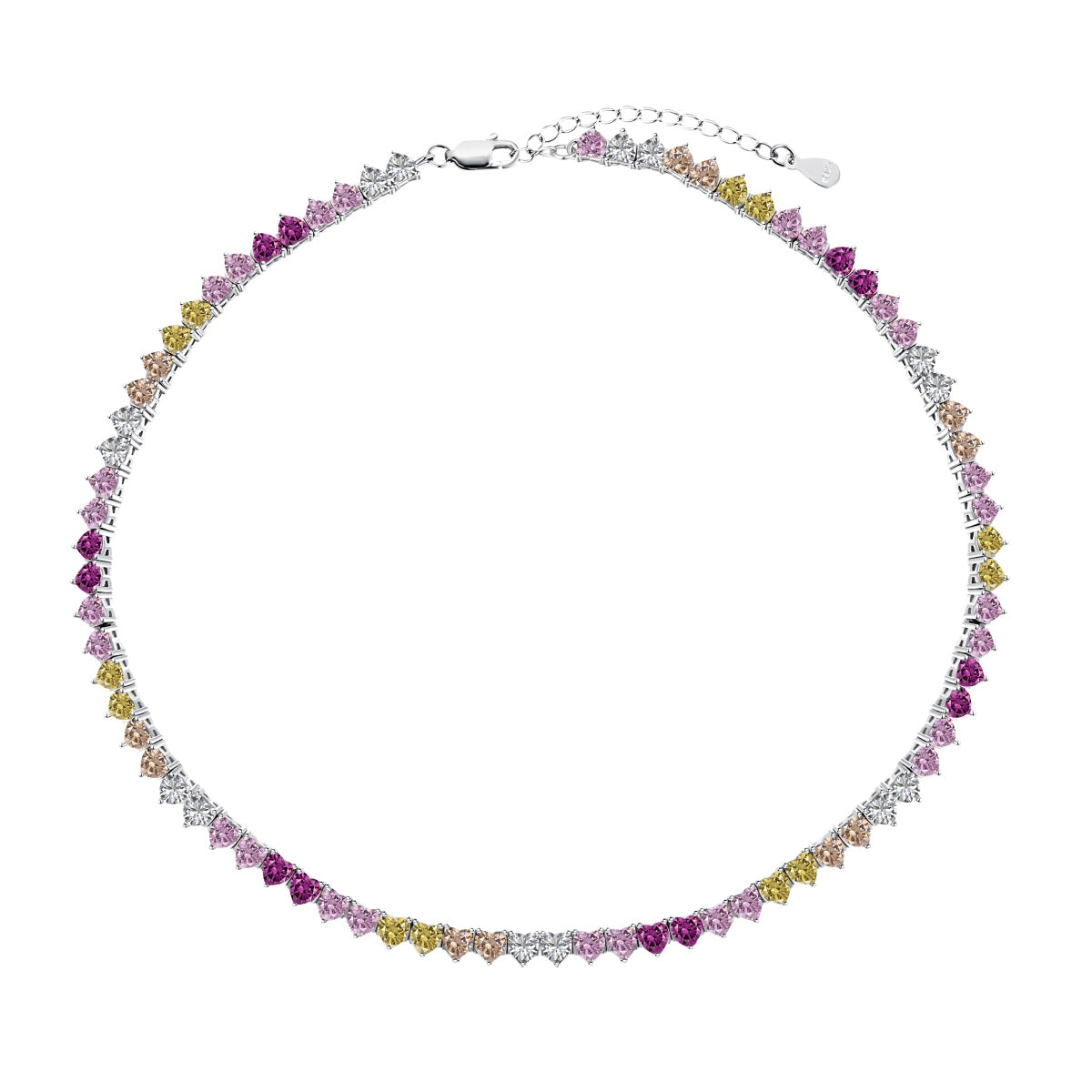 [Marin Jewelry]Sparkling Colorful Full Heart Tennis Necklace