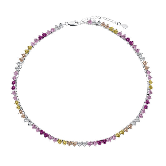 [Marin Jewelry]Sparkling Colorful Full Heart Tennis Necklace