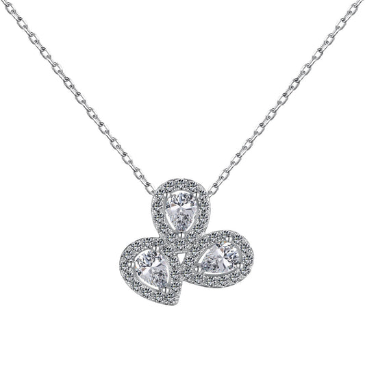 [Marin Jewelry]Elegant Flower Shape Pear Cut Necklace
