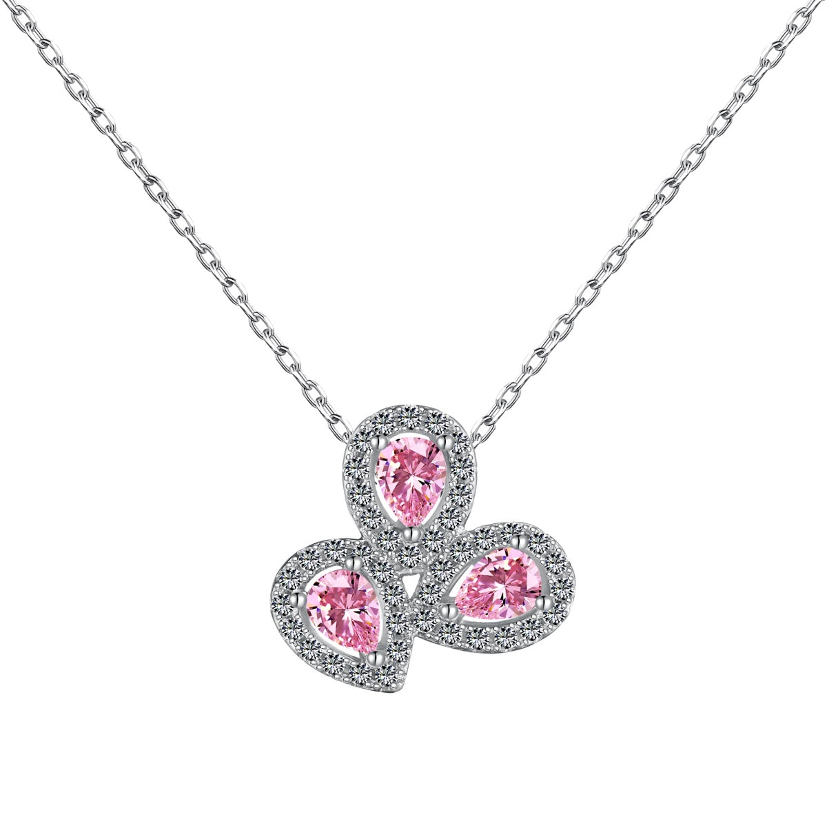 [Marin Jewelry]Elegant Flower Shape Pear Cut Necklace
