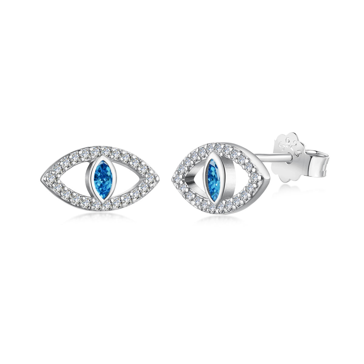 [Marin Jewelry]Blue Devil Eyes Hollow Stud Earrings