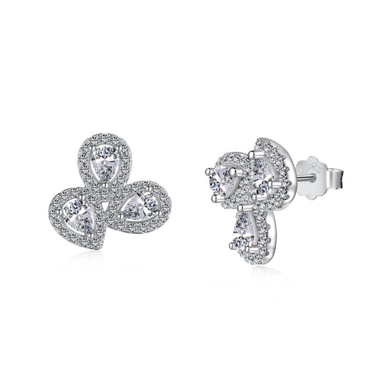 [Marin Jewelry]Ornate Flower Shape Pear Cut Lover Earrings
