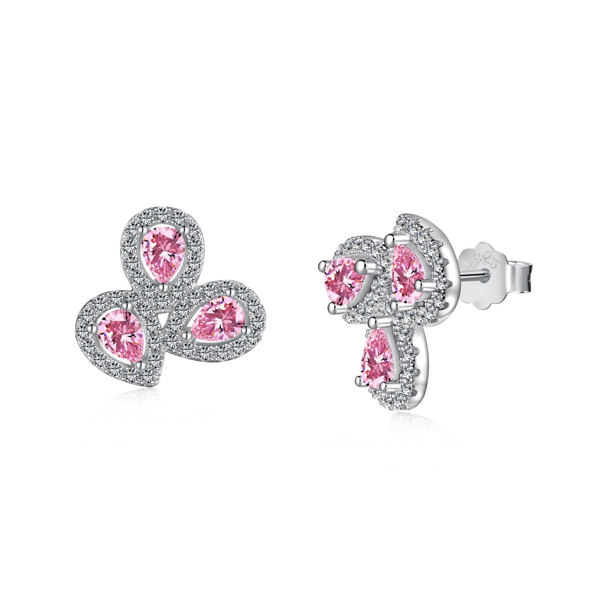 [Marin Jewelry]Ornate Flower Shape Pear Cut Lover Earrings