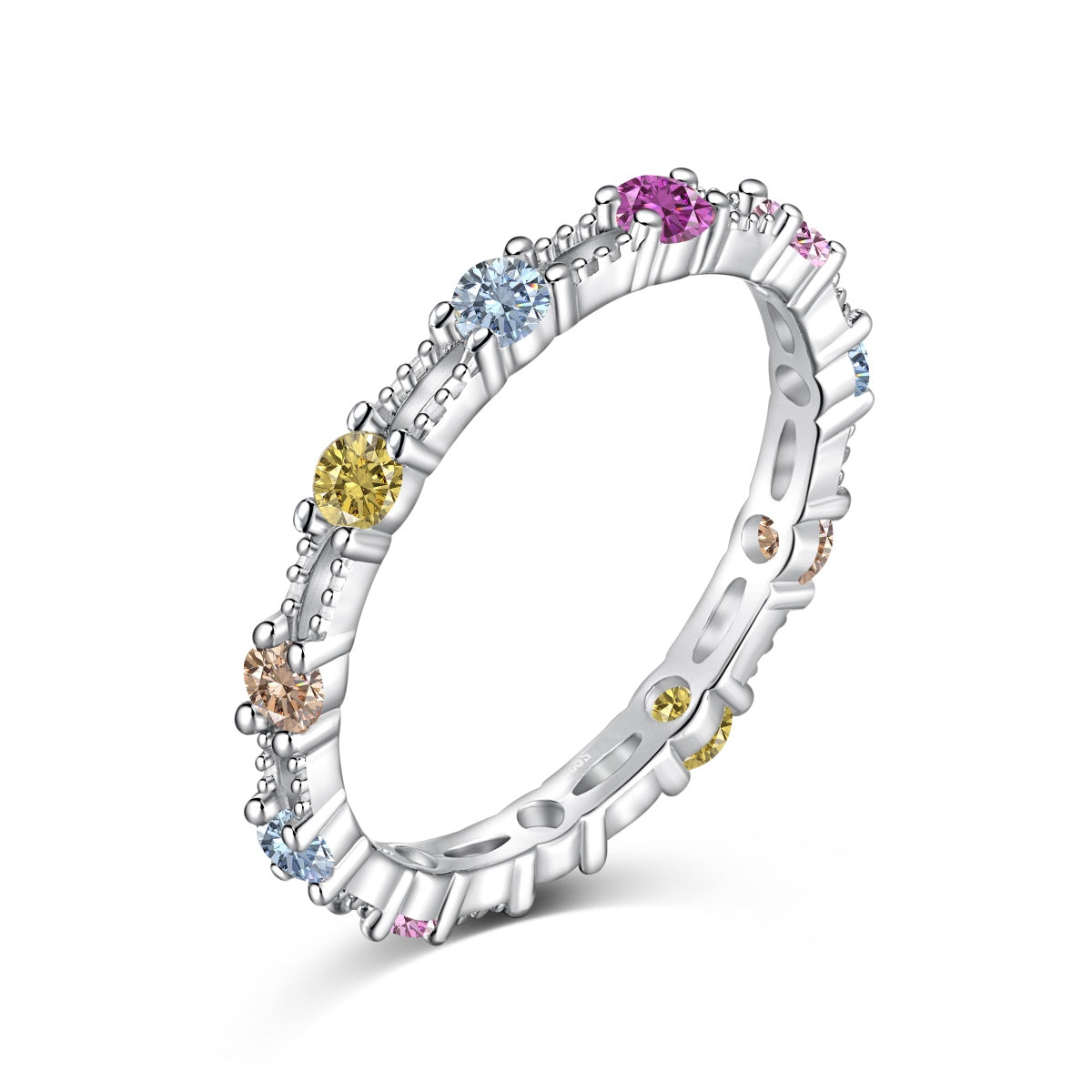 [Marin Jewelry]Sparkling Colorful Round Cut Tennis Ring