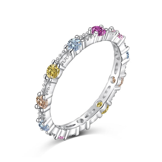 [Marin Jewelry]Sparkling Colorful Round Cut Tennis Ring