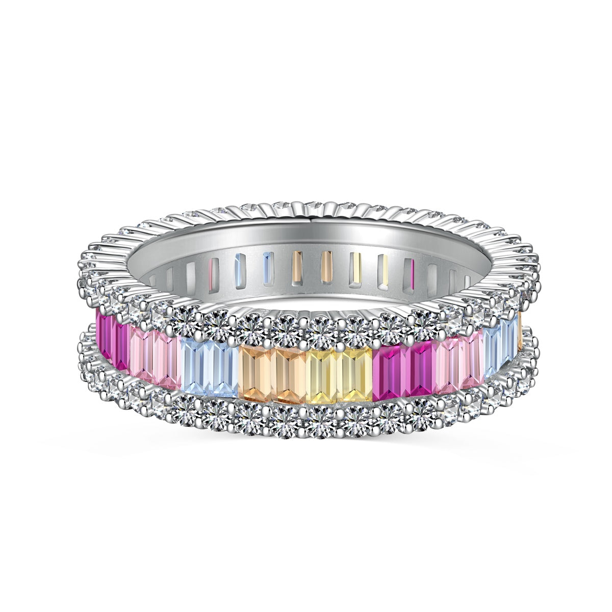 [Marin Jewelry]Dainty Kaleidoscopic Emerald Cut Daily Ring