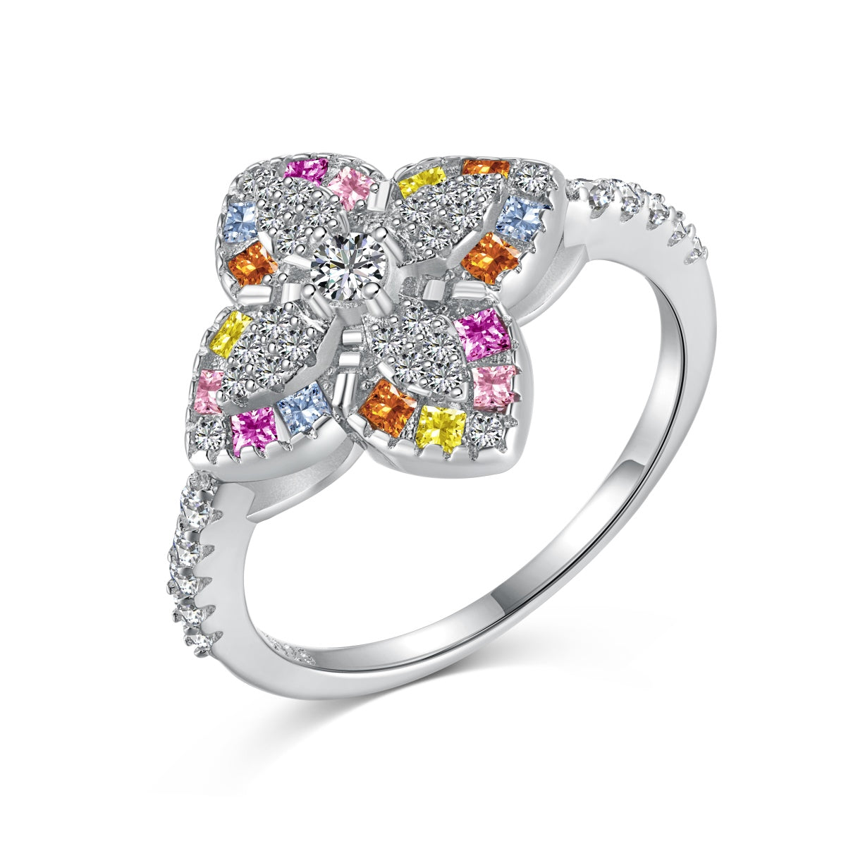 [Marin Jewelry]Luxurious Colorful Flower Shape Banquet Ring