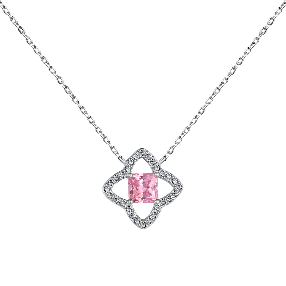 [Marin Jewelry]Exquisite Flower Shape Princess Cut Necklace