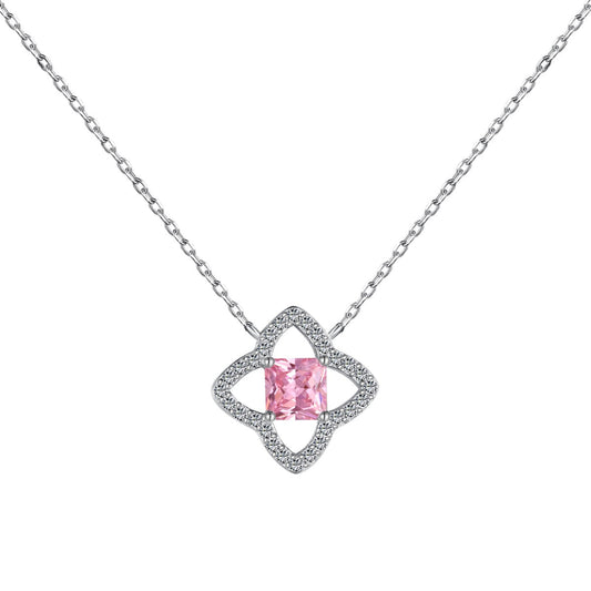 [Marin Jewelry]Exquisite Flower Shape Princess Cut Necklace