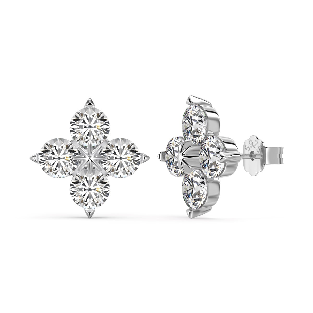 [Marin Jewelry]Four-Leaf Clover Eight-Pointed Star Earrings