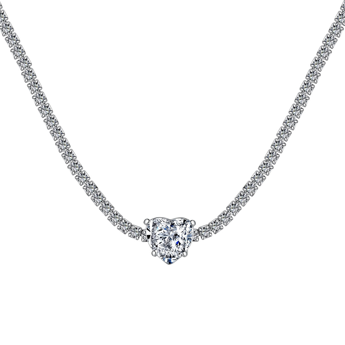 [Marin Jewelry]2.0 Carat Sparkling Tennis Heart Cut Necklace