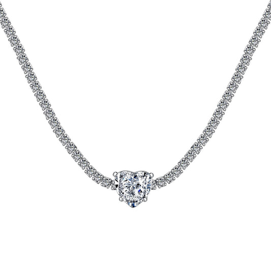 [Marin Jewelry]2.0 Carat Sparkling Tennis Heart Cut Necklace