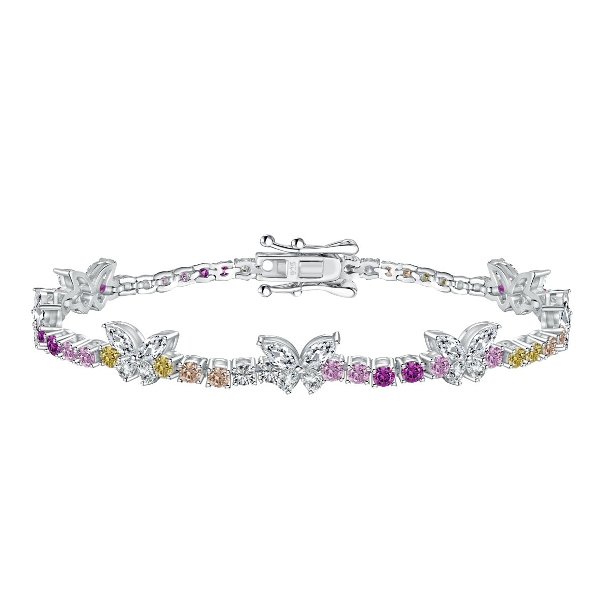 [Marin Jewelry]Ornate Colorful Butterfly Shape Round Cut Daily Bracelet