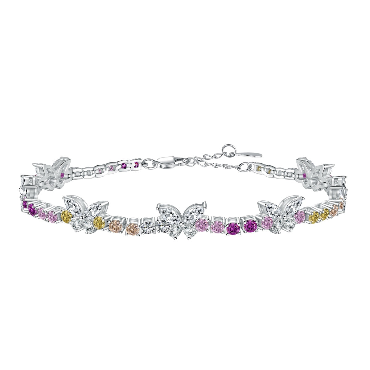 [Marin Jewelry]Ornate Colorful Butterfly Shape Round Cut Daily Bracelet