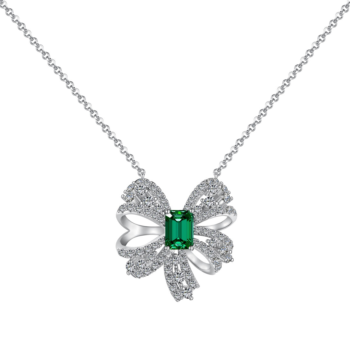 [Marin Jewelry]Luxurious Flower Shape Emerald Cut Necklace