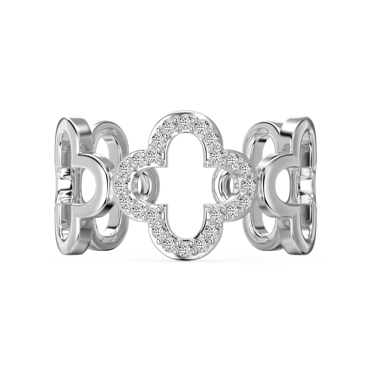 [Marin Jewelry]Hollow Design Four-Leaf Clover Flower Shape Ring