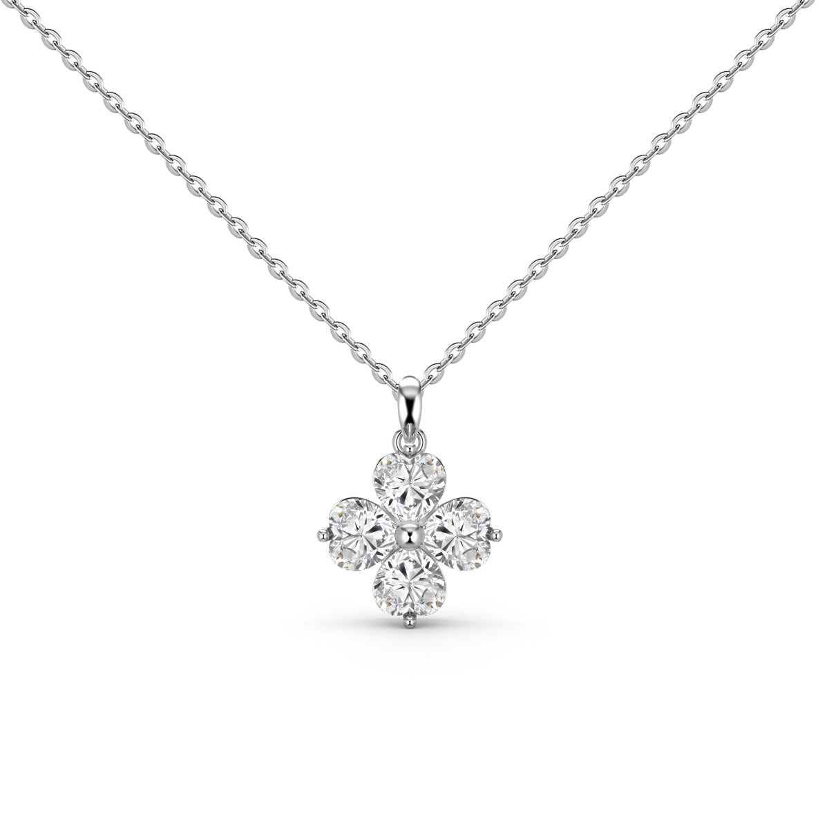 [Marin Jewelry]Heart-Shaped Four-Leaf Clover Bead Necklace