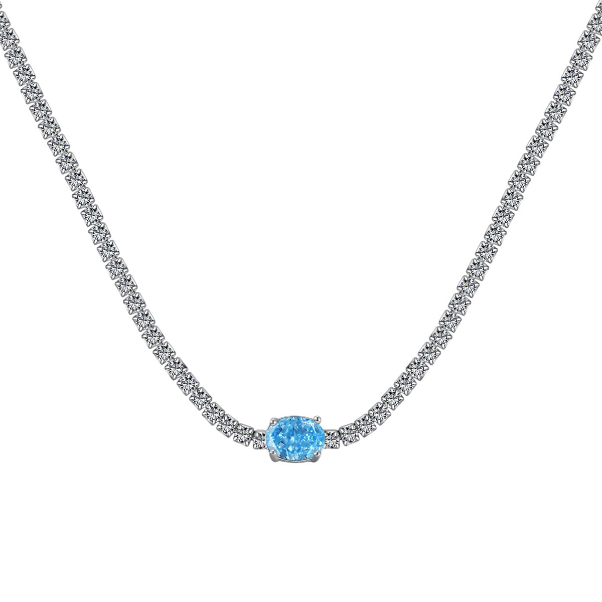 [Marin Jewelry]1.0 Carat Shining Oval Cut Necklace