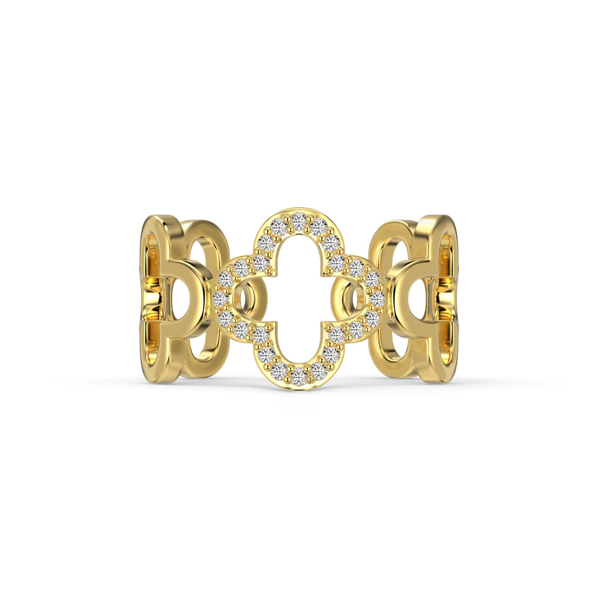 [Marin Jewelry]Hollow Design Four-Leaf Clover Flower Shape Ring