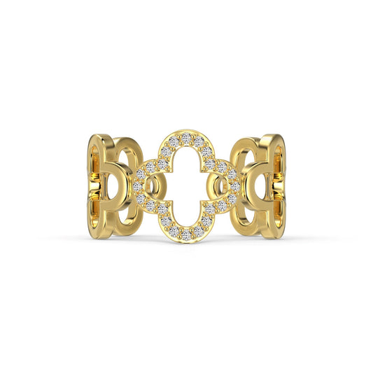 [Marin Jewelry]Hollow Design Four-Leaf Clover Flower Shape Ring
