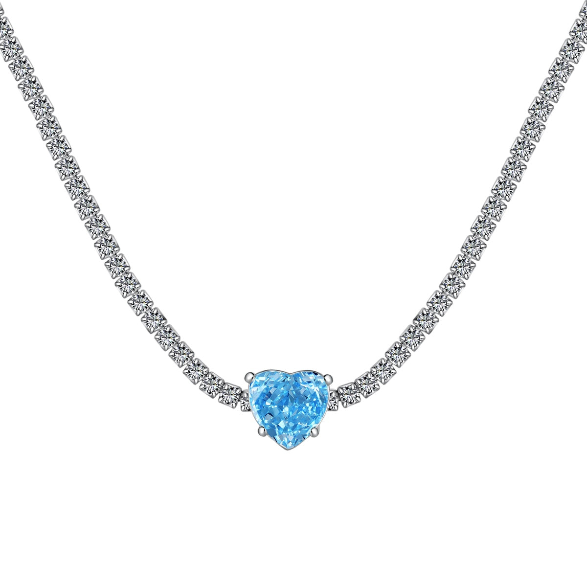 [Marin Jewelry]2.0 Carat Sparkling Tennis Heart Cut Necklace