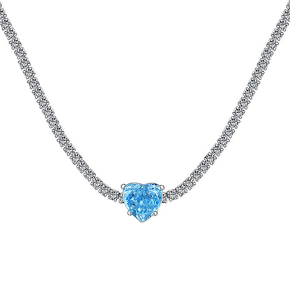 [Marin Jewelry]2.0 Carat Sparkling Tennis Heart Cut Necklace