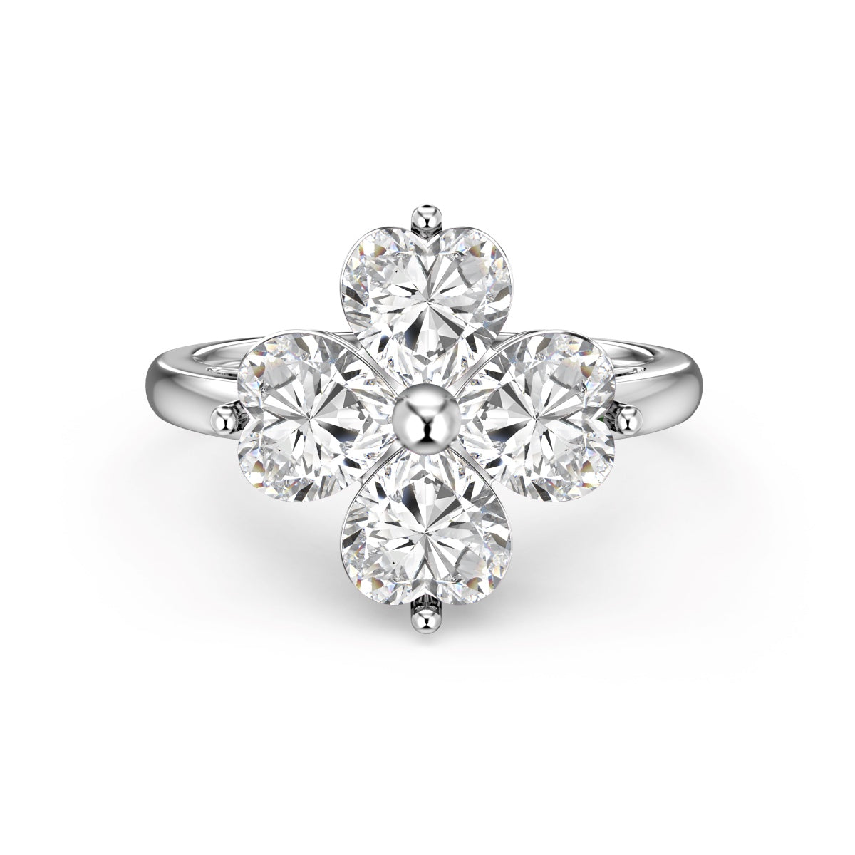 [Marin Jewelry]Heart-shaped Four-Leaf Clover Ball Ring