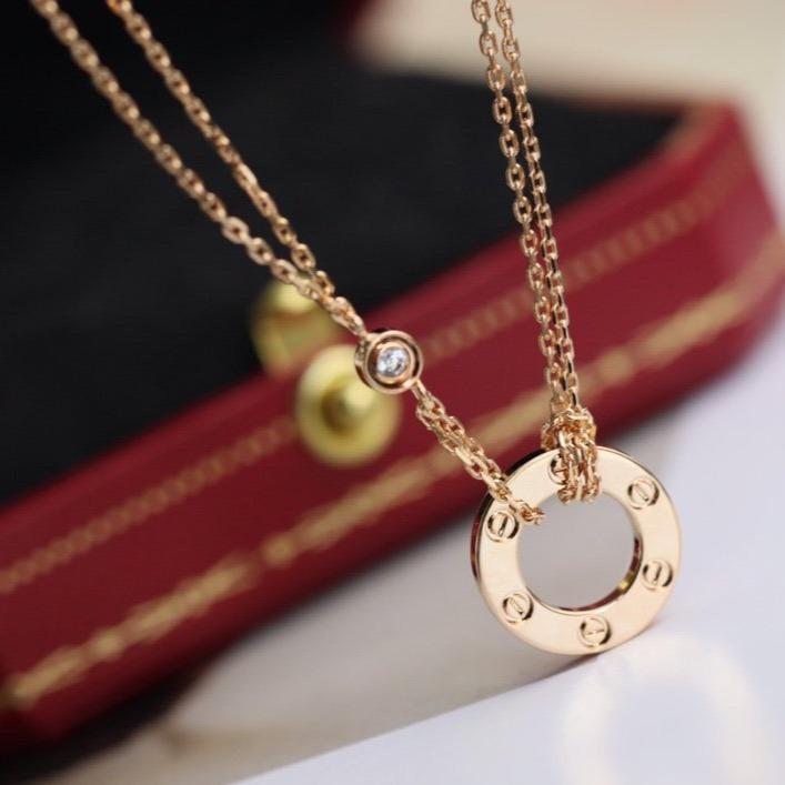 [Marin]COLLIER LOVE AJUSTABLE OR ROSE 2 DIAMANTS