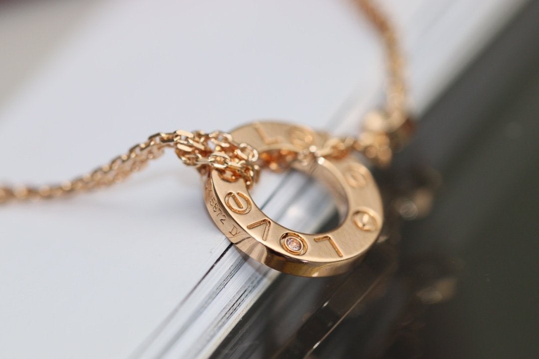 [Marin]LOVE NECKLACE ADJUSTABLE ROSE GOLD 2 DIAMOND