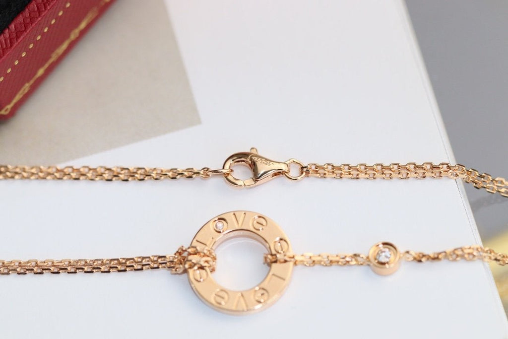 [Marin]COLLIER LOVE AJUSTABLE OR ROSE 2 DIAMANTS
