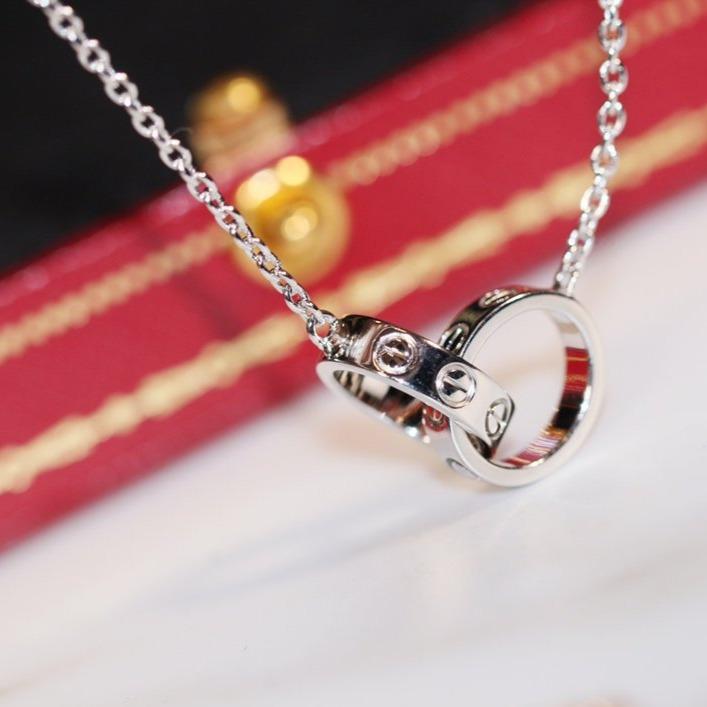 [Marin-Jewelry]LOVE NECKLACE PINK GOLD AND SILVER