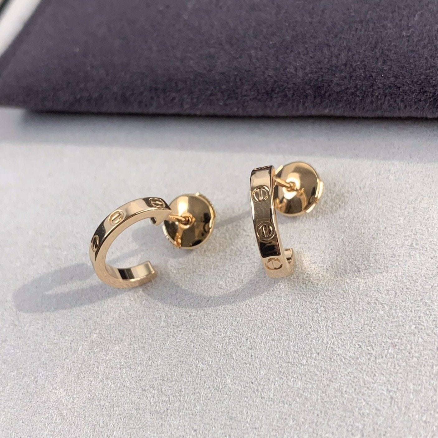 [Marin-Jewelry]LOVE EARRINGS 2.65MM PINK GOLD