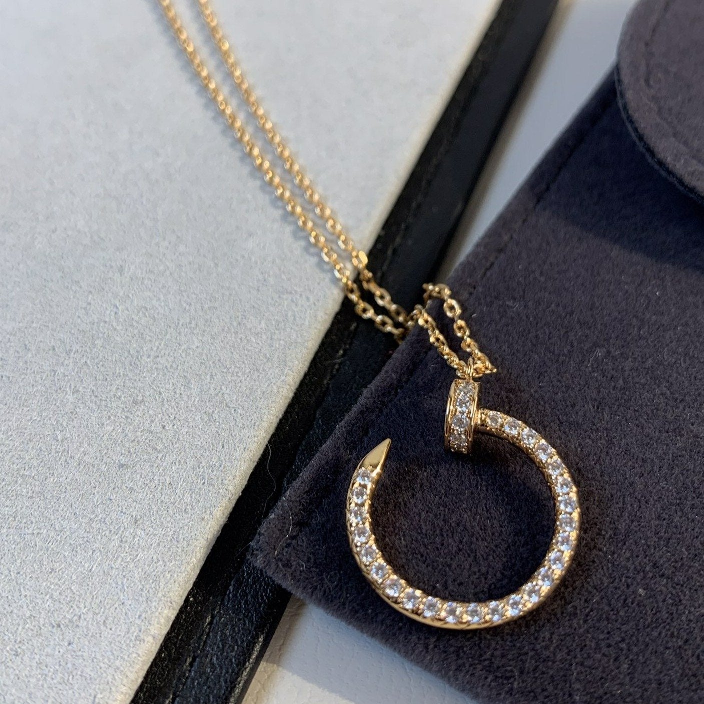 [Marin-Jewelry]JUSTE NECKLACE PINK GOLD DIAMONDS
