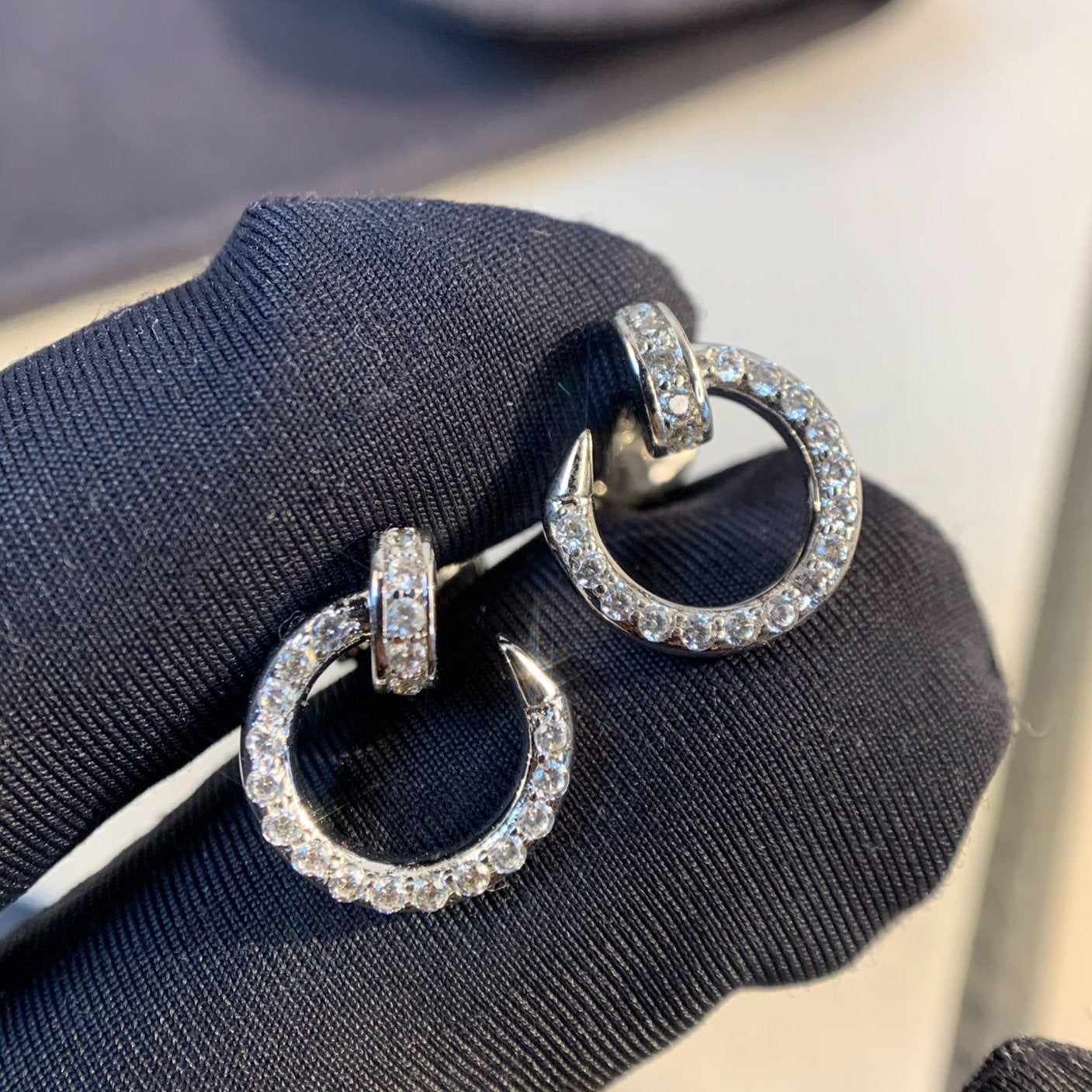 [Marin-Jewelry]JUSTE EARRINGS SILVER DIAMONDS