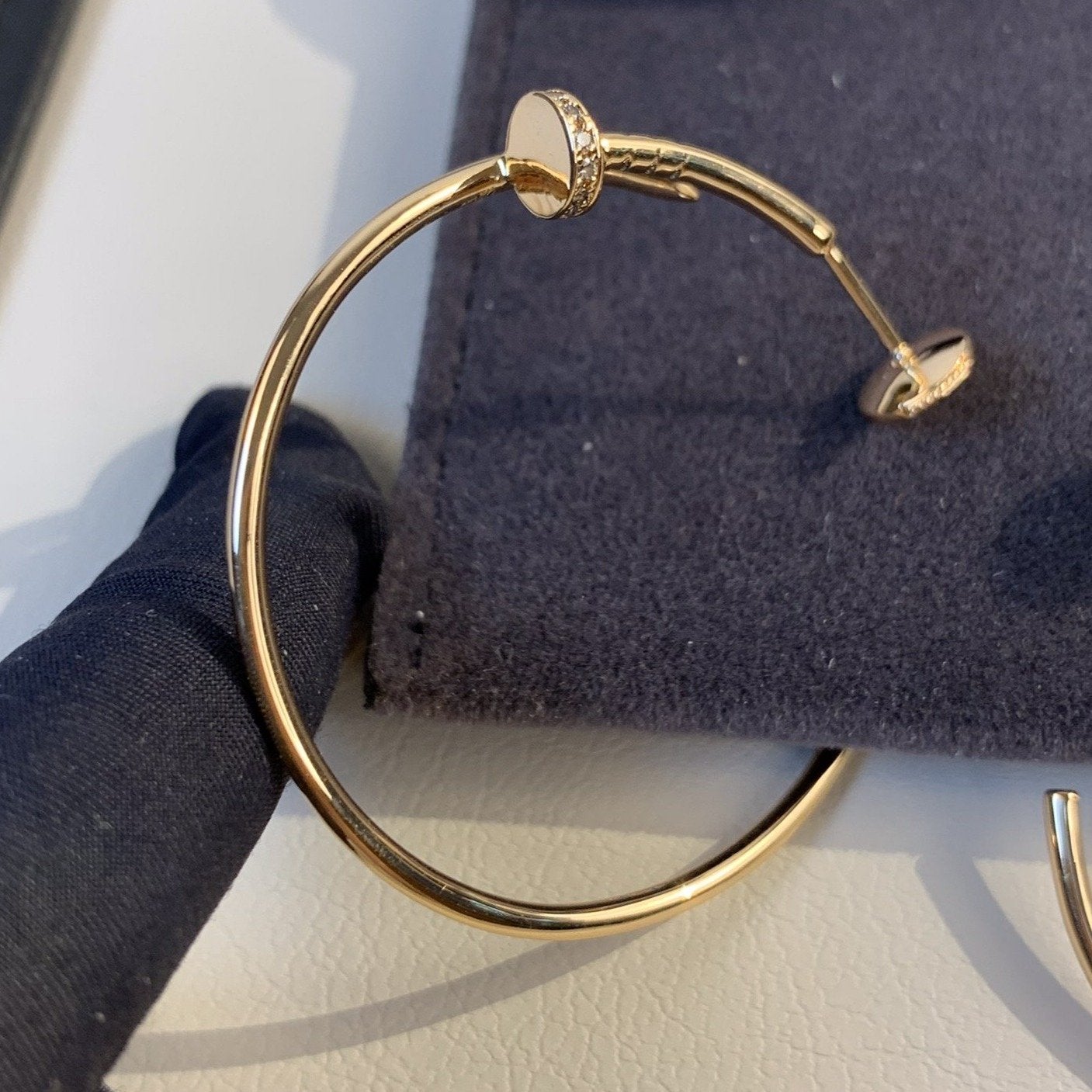 [Marin-Jewelry]JUSTE EARRINGS GOLD DIAMONDS 1.8MM