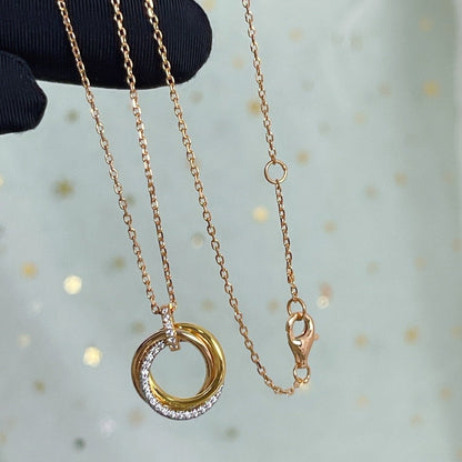 [Marin-Jewelry]TRINITY NECKLACE SILVER GOLD PINK GOLD DIAMONDS