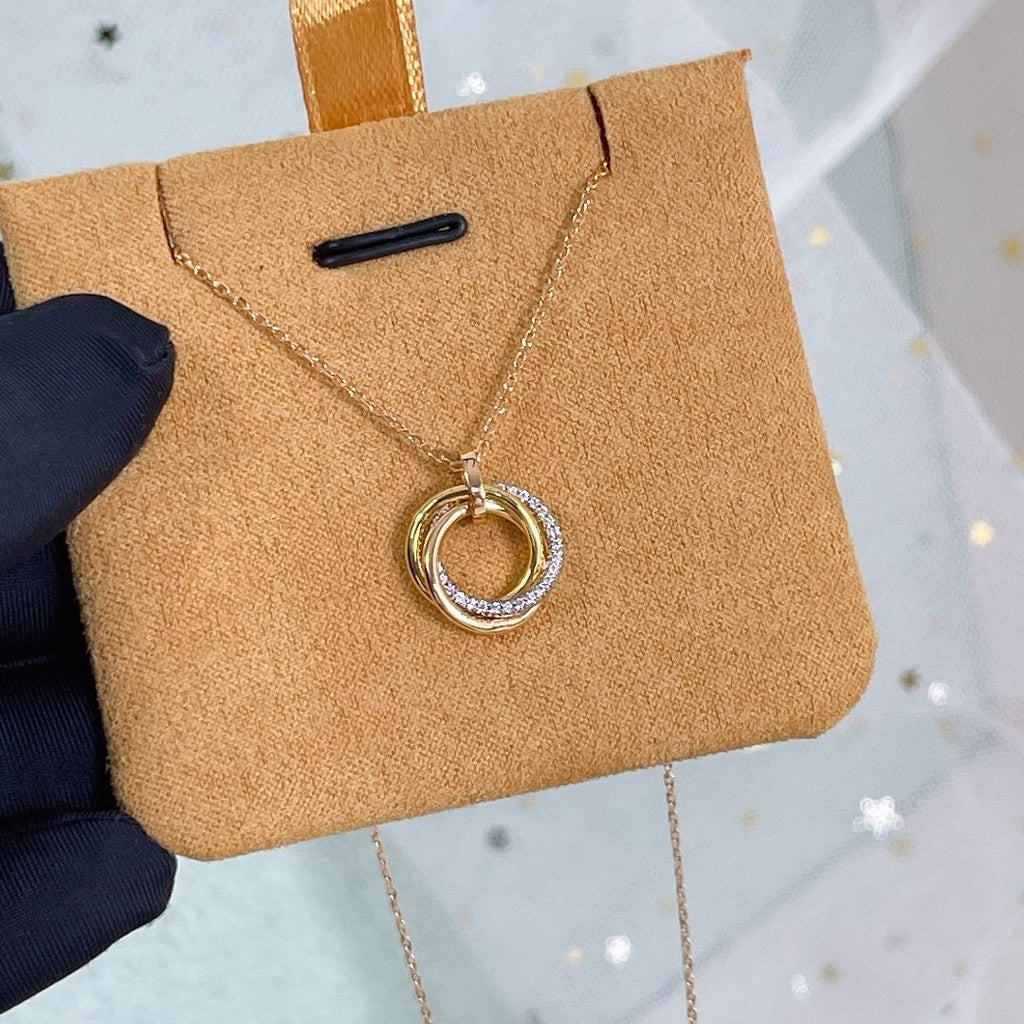 [Marin]TRINITY NECKLACE SILVER GOLD PINK GOLD DIAMONDS