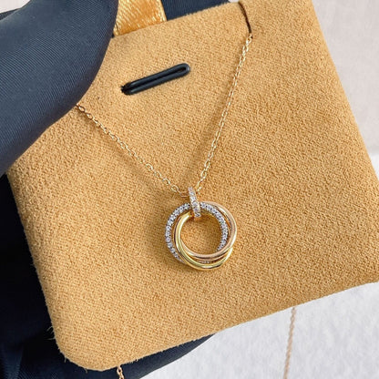 [Marin]TRINITY NECKLACE SILVER GOLD PINK GOLD DIAMONDS
