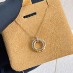 [Marin]TRINITY NECKLACE SILVER GOLD PINK GOLD DIAMONDS