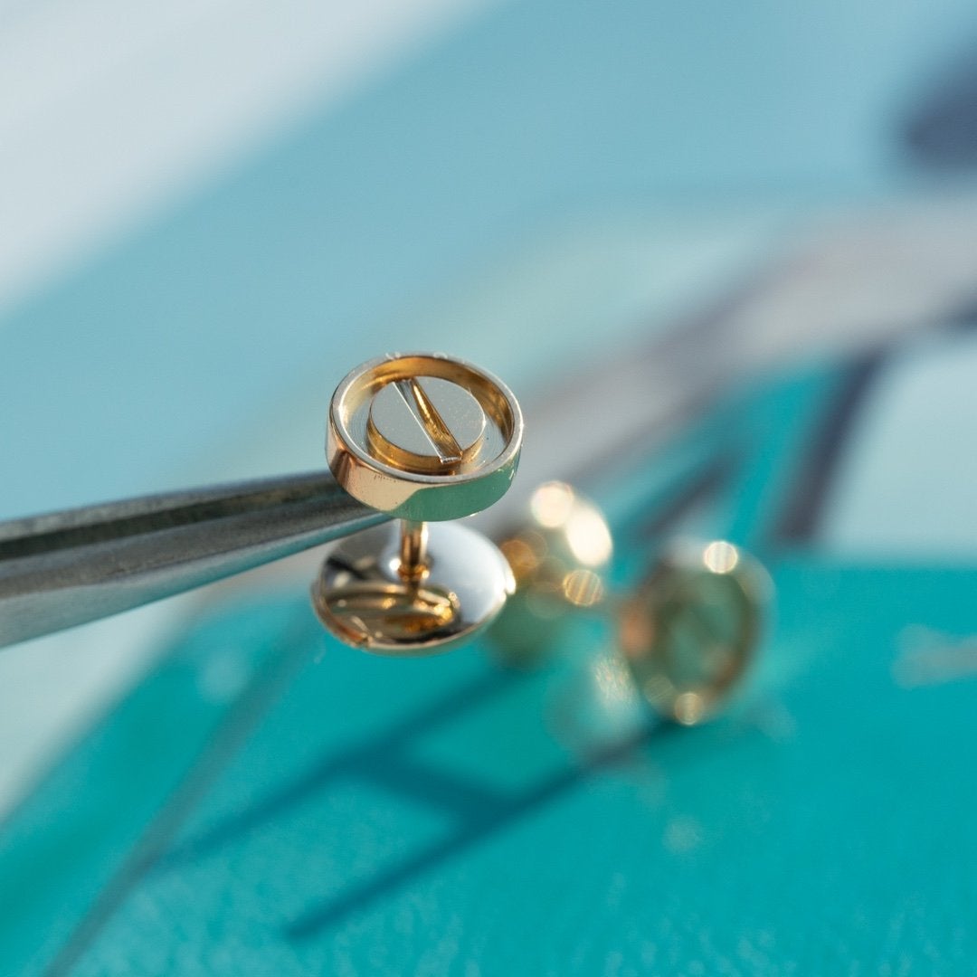 [Marin-Jewelry]LOVE EARRINGS PINK GOLD 10MM