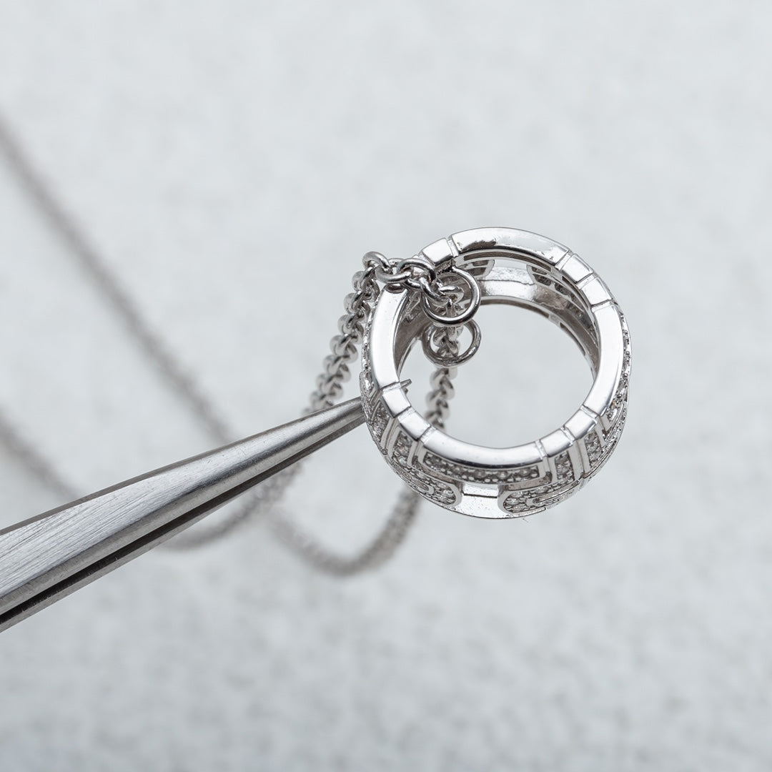 [Marin]PARENTESI NECKLACE SILVER DIAMOND