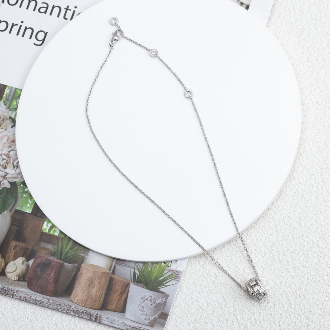 [Marin]PARENTESI NECKLACE SILVER DIAMOND