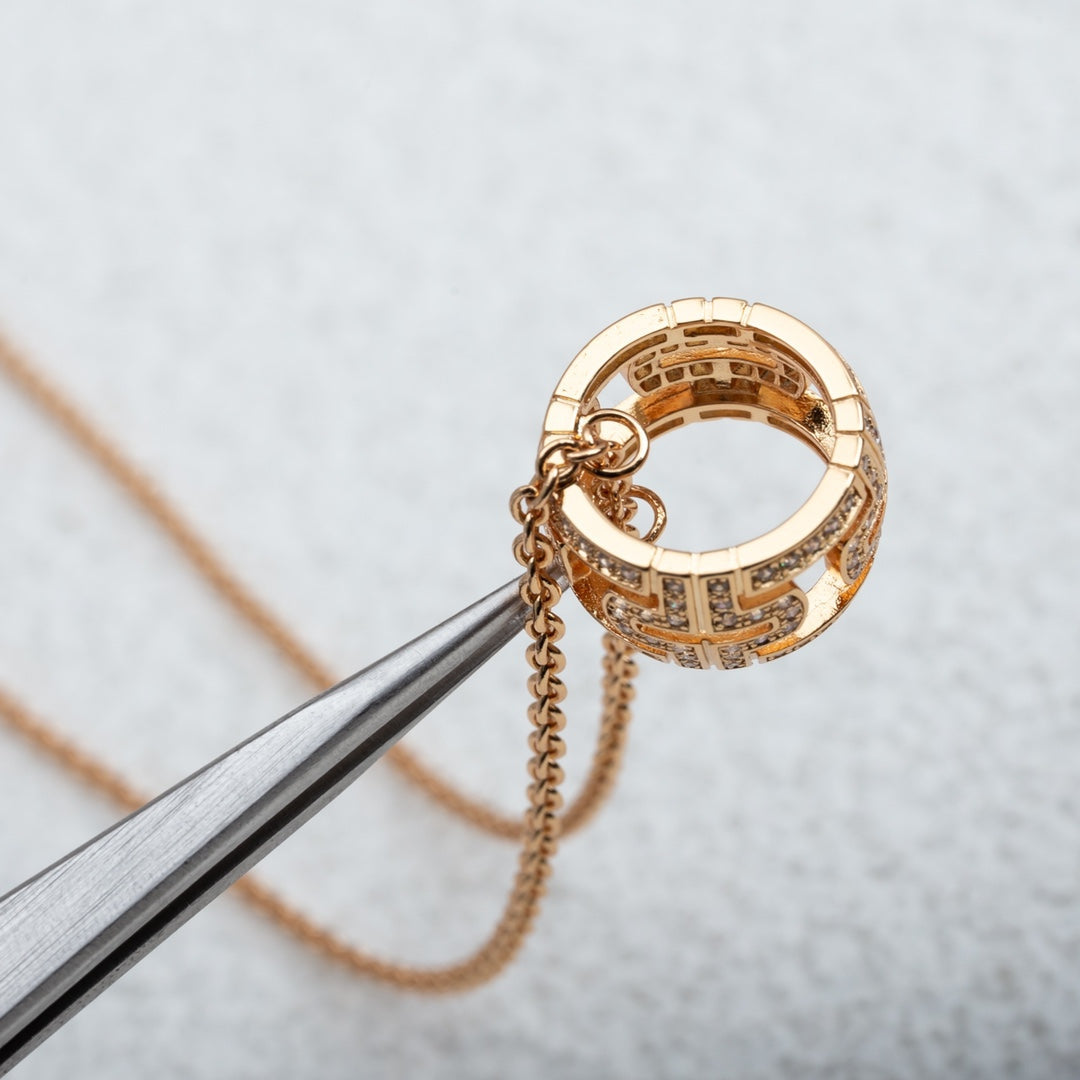 [Marin]PARENTESI NECKLACE PINK GOLD DIAMOND