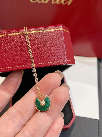 [Marin]AMULETTE ROSE GOLD MALACHITE NECKLACE