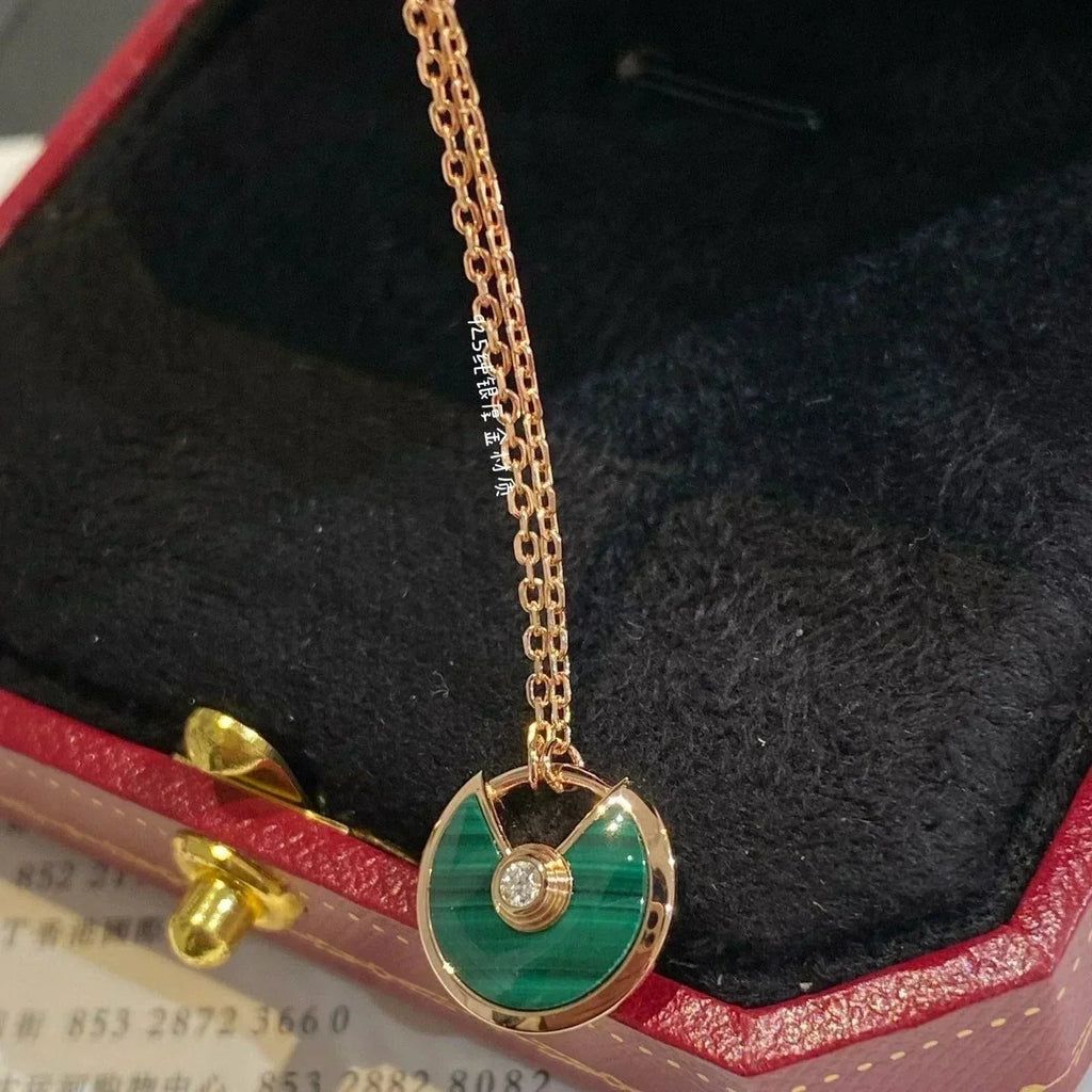 [Marin]AMULETTE ROSE GOLD MALACHITE NECKLACE