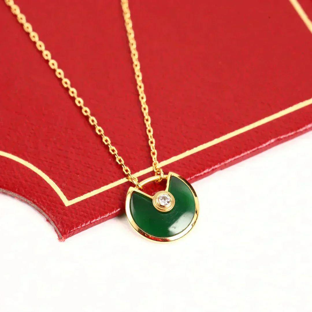 [Marin-Jewelry]AMULETTE GOLD MALACHITE NECKLACE