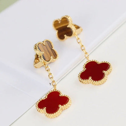 [Marin]CLOVER  2 MOTIF  TIGER EYE CARNELIAN EARRINGS
