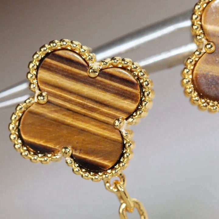 [Marin]CLOVER  2 MOTIF  TIGER EYE CARNELIAN EARRINGS
