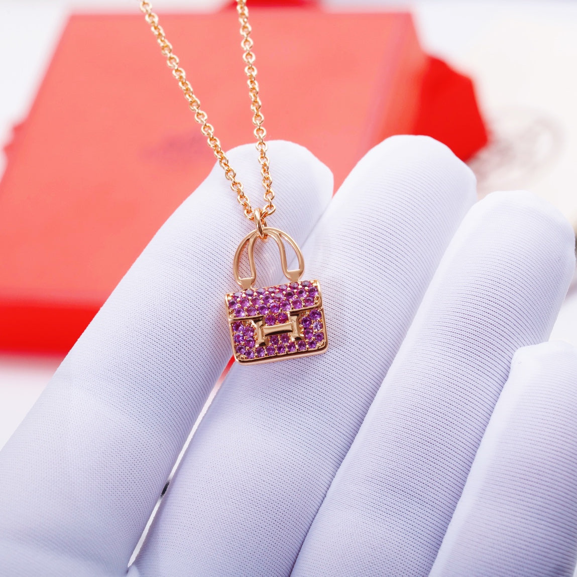 [Marin]COLLIER CONSTANCE PENDANT DIAMANT VIOLET